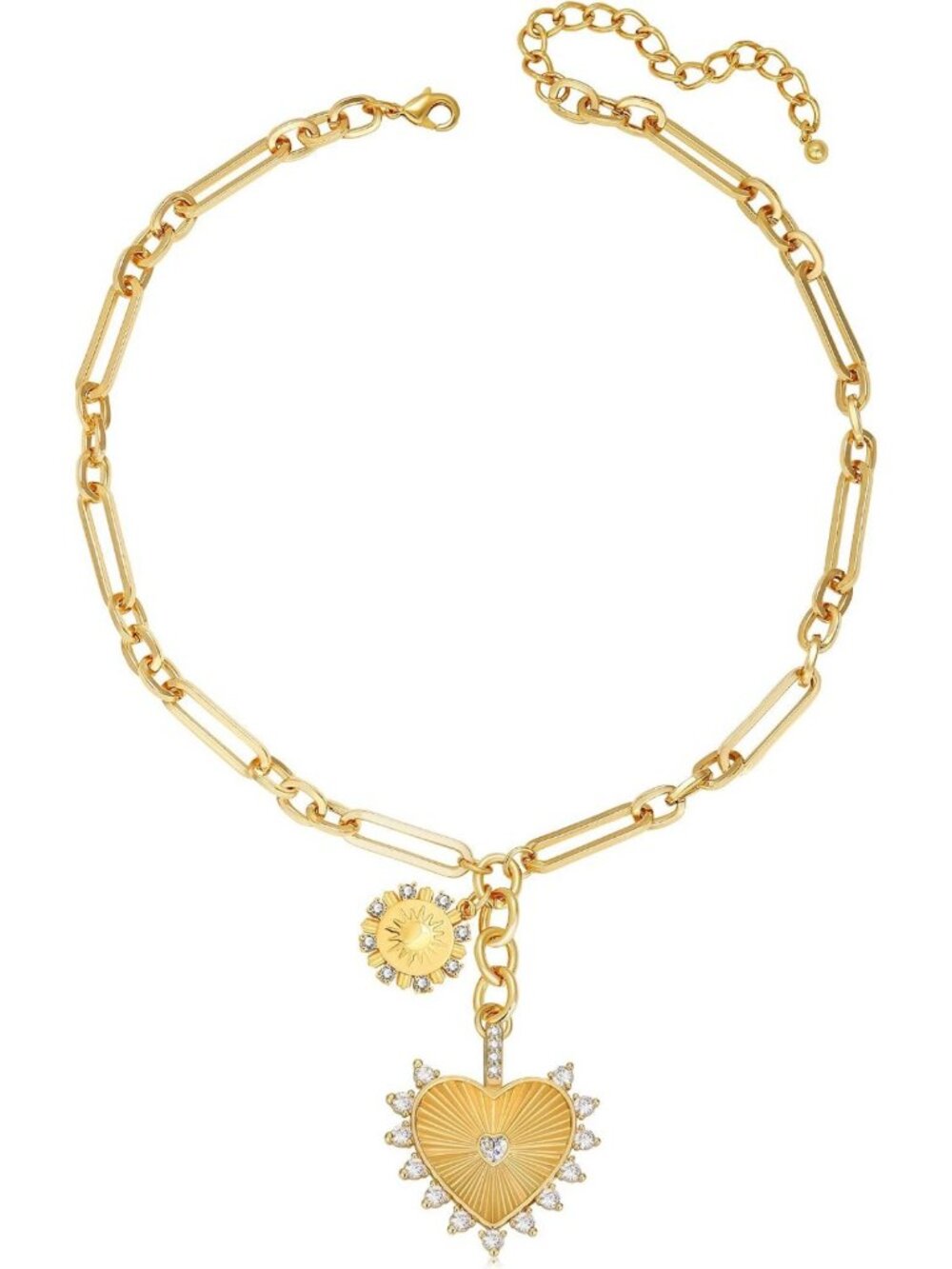 Chunky Gold Heart Necklace for Women - 18K Waterproof Statement Choker Jewelry